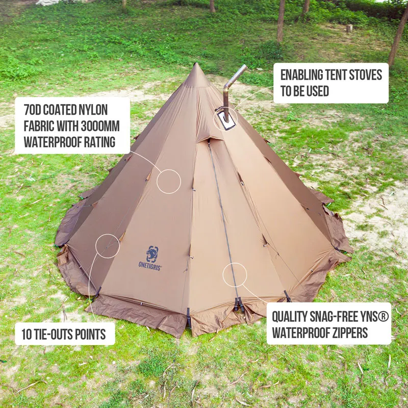 OneTigris Kaya Kale Sıcak Çadır 4-6person oyuncak çadır Maceracılar için Yürüyüş Kamp 4 Sezon odun sobası Çadır Görüntü 3