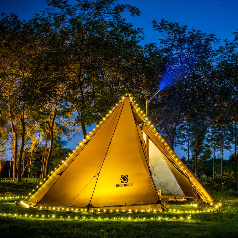 OneTigris Kaya Kale Sıcak Çadır 4-6person oyuncak çadır Maceracılar için Yürüyüş Kamp 4 Sezon odun sobası Çadır Görüntü 5