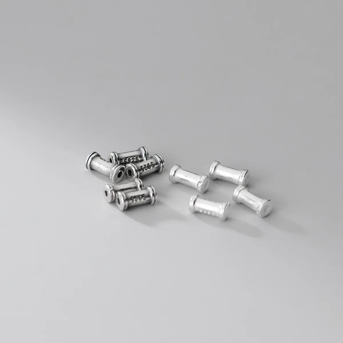 2 adet / grup 925 Ayar Gümüş Kısa Tüp Gevşek Boncuk 6mm Moda El Yapımı Bilezik Spacer Gümüş Boncuk DIY Takı Aksesuarları Görüntü 1