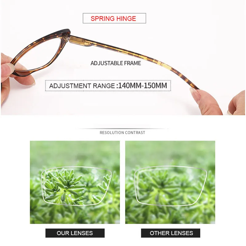 YOOSKE Marka Kedi Göz okuma gözlüğü Kadın Moda Presbiyopi Gözlük Reçete Kadın Bahar Menteşe Gözlük Diyoptri Görüntü 4