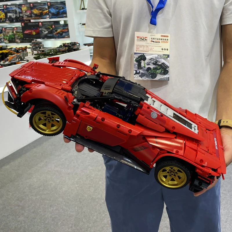 Teknik Ferraried Daytona SP3 Yarış Araç Yapı Taşı Şehir Uzaktan Kumanda Spor Araba Modeli Tuğla Oyuncaklar Çocuklar İçin MOC Görüntü 1