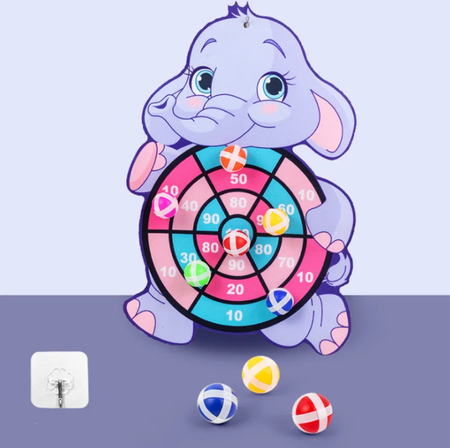 Montessori Çocuk Karikatür Hayvan Dart tahtası Yapışkan Top Tavşan Aile İnteraktif eğitici oyuncak noel hediyesi Görüntü 1