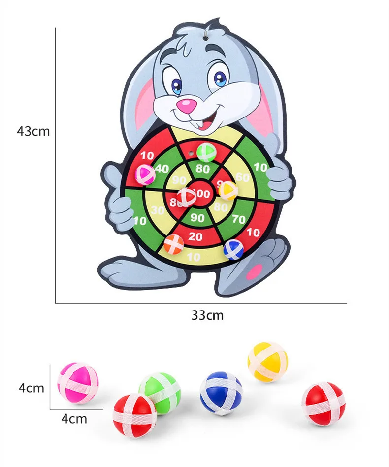 Montessori Çocuk Karikatür Hayvan Dart tahtası Yapışkan Top Tavşan Aile İnteraktif eğitici oyuncak noel hediyesi Görüntü 5