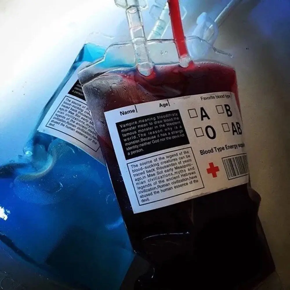 PVC Malzeme 350ml Yeniden Kullanılabilir Kan enerji içeceği Çantası Şeffaf Tıbbi Cadılar Bayramı Vampir Kılıfı Sahne Cadılar Bayramı Dekorasyon Kaynağı Görüntü 1