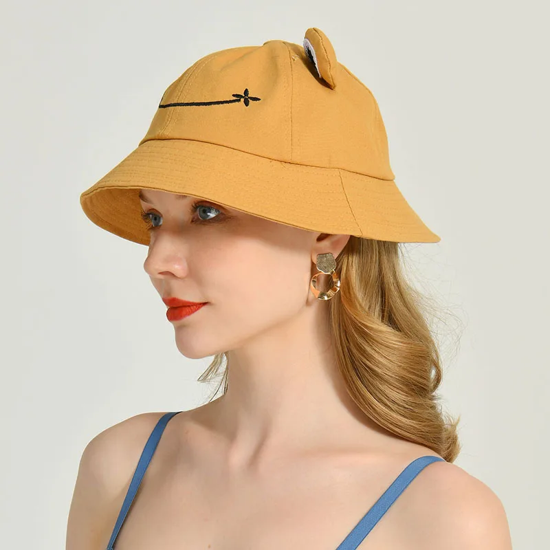 Sevimli Kurbağa Kova Şapka Kadınlar için Yaz Sonbahar Düz Kadın Panama Açık Yürüyüş Plaj balıkçılık şapkası Güneş Koruyucu Kadın güneş şapkası Görüntü 3