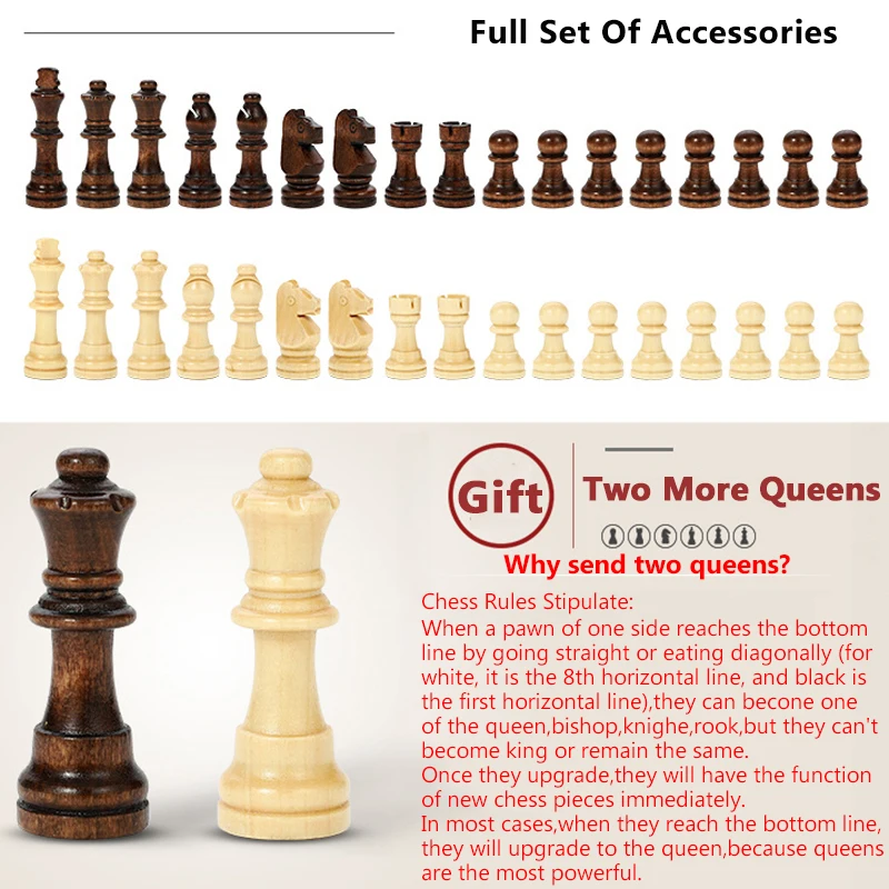2021 Büyük Manyetik satranç setleri Yüksek Kaliteli Ahşap saklama kutusu Satranç Tahtası Yedek Chessman Katlanır Seyahat için Yetişkin Çocuk Oyunu Görüntü 5