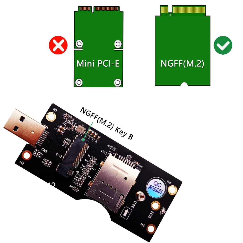 NGFF M. 2 Anahtar B USB 3.0 Adaptörü Dönüştürücü mukavva masaüstü bilgisayar Ekle Kart SIM Yuvası 3G / 4G / 5G Modülü M. 2 USB Yükseltici Kart Görüntü 4