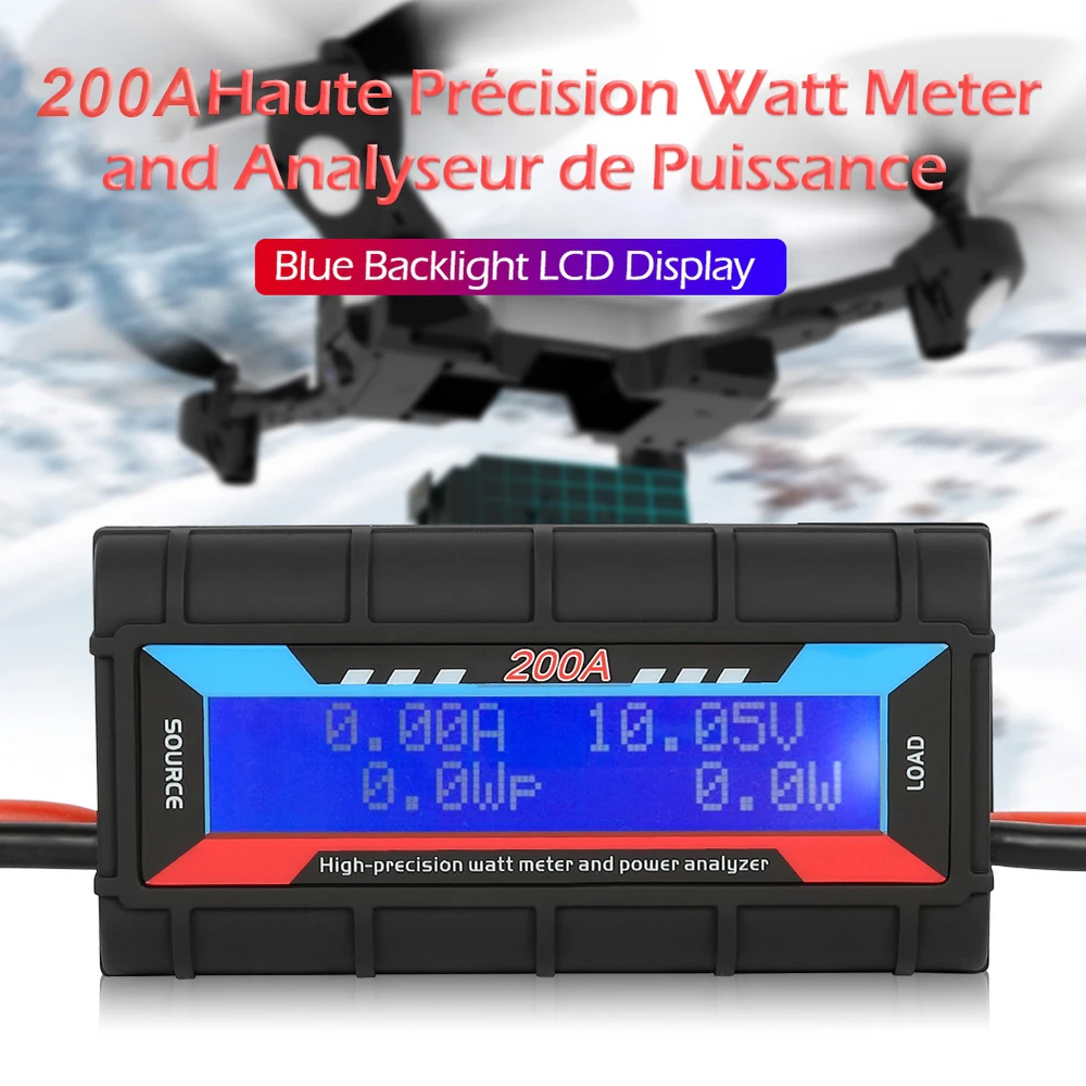 Uçak Güç Ölçer 200a Doğru Akım dijital ekran Arkadan Aydınlatmalı LCD Volt Amper Watt uzaktan kumanda pili Güneş Analizörü Görüntü 1