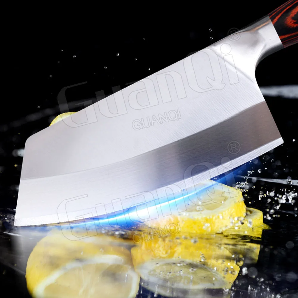 8 inç Paslanmaz Çelik Doğrama Cleaver Bıçak Şam Lazer Desen Et Balık Sebze Dilimleme Bıçağı Süper Keskin Bıçak Görüntü 3