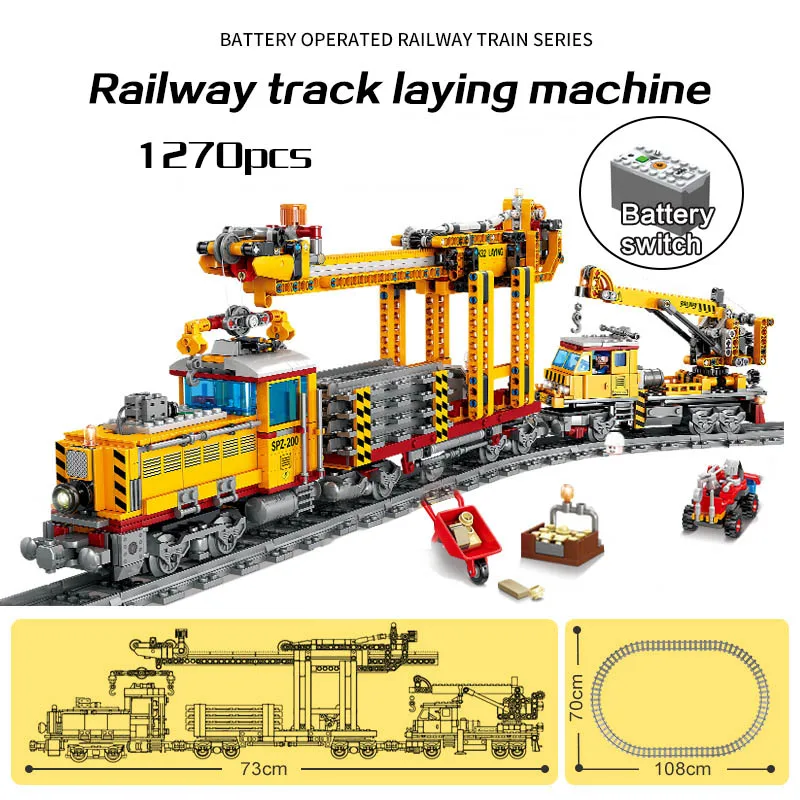 Gelişmiş Modeli Yapı Taşları Elektrikli Tren Seti demiryolu rayı Güç Motor Döşeme Ağır Yük Makinesi Askeri Şehir oyuncaklar Hediye Görüntü 1