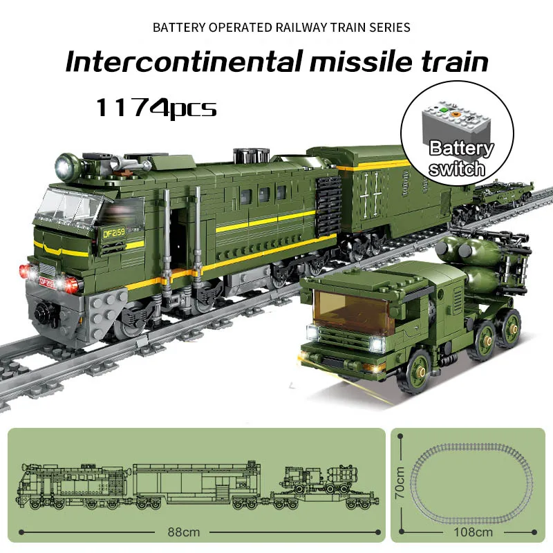 Gelişmiş Modeli Yapı Taşları Elektrikli Tren Seti demiryolu rayı Güç Motor Döşeme Ağır Yük Makinesi Askeri Şehir oyuncaklar Hediye Görüntü 3