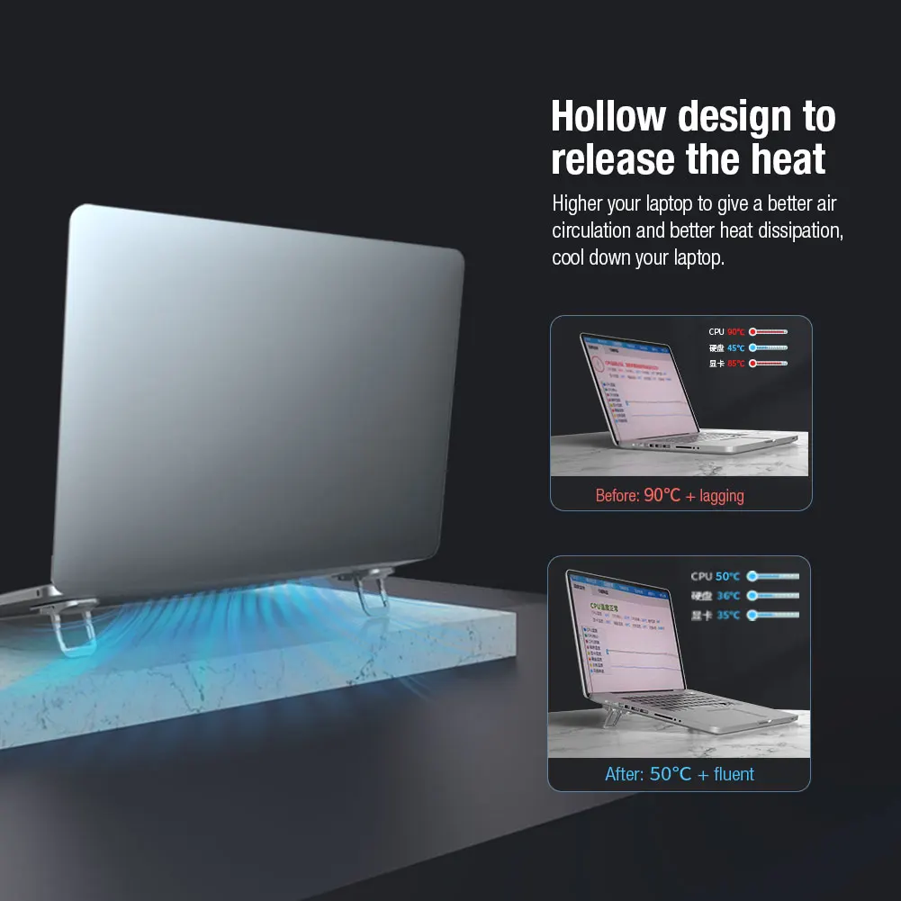 NILLKIN 1 Çift evrensel laptop standı taşınabilir dizüstü standı ayarlanabilir Tablet standı çok açılı dizüstü bilgisayar tutucu ısı serbest bırakma Görüntü 4
