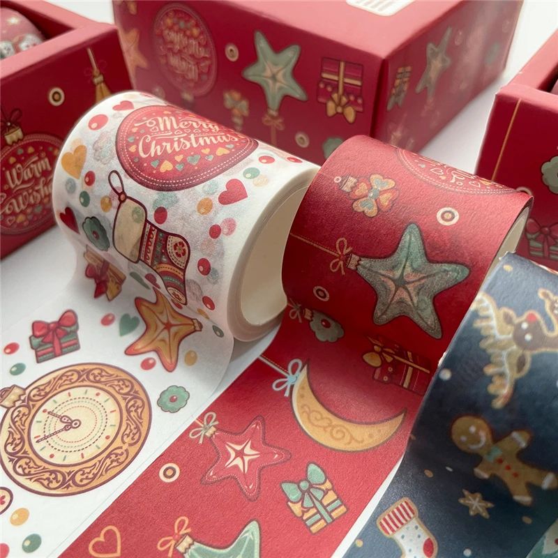 OENY 6 adet / kutu Merry Christmas Maskeleme Washi Bant seti Tatil hediye Dekoratif Yapışkan Bant Dekor Dıy Scrapbooking yapışkan etiket Görüntü 1
