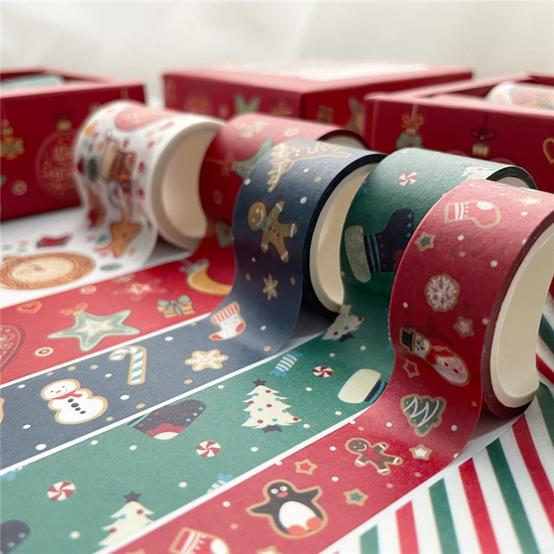 OENY 6 adet / kutu Merry Christmas Maskeleme Washi Bant seti Tatil hediye Dekoratif Yapışkan Bant Dekor Dıy Scrapbooking yapışkan etiket Görüntü 3