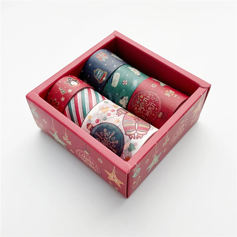 OENY 6 adet / kutu Merry Christmas Maskeleme Washi Bant seti Tatil hediye Dekoratif Yapışkan Bant Dekor Dıy Scrapbooking yapışkan etiket Görüntü 4