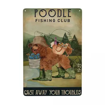 Kaniş Balıkçılık Kulübü Est 1957 Sevimli Fan Metal Tabela Dikdörtgen Özel Hayvan Köpek İşaretleri Plak Kapısı Bahçe Barlar Duvar sanat dekoru 1