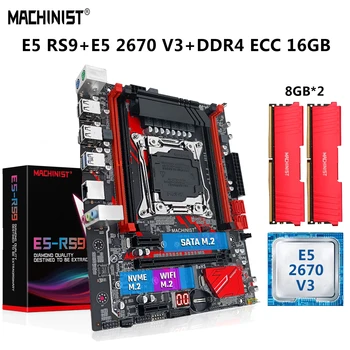 MAKİNİST E5 RS9 Anakart Seti Kiti İle Xeon E5 2670 V3 İşlemci LGA 2011-3 16G=2 * 8G DDR4 ECC RAM Bellek NVME SATA M. 2 WIFI 1