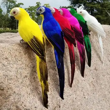 Simülasyon Peluş Papağan Ev Dekor GardenDecoration Asılı Papağan Dolması Sahte Kuşlar Oyuncaklar Çocuklar Çocuklar İçin 1