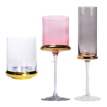 Yüksek kaliteli sanat 250-500ml şarap bardağı ışık Lüks kadeh viski şampanya kadehi Elektroliz Metal taban Çok Amaçlı Barware 1