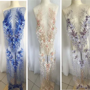 120 * 30CM 3D Çiçekler Giyim Yama, Dantel Ağır Boncuklu Nakış Yamalar Taklidi Vücut Aplike Kristal düğün elbisesi 1
