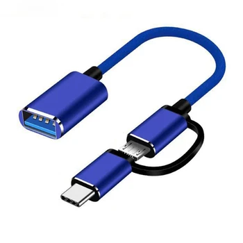 2 İn 1 USB 3.0 OTG Adaptör Kablosu Tip-C Mikro USB USB 3.0 Arabirim Dönüştürücü Cep Telefonu İçin şarj kablosu Hattı 1