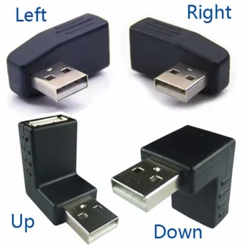90 derece Sol /Sağ /Yukarı/Aşağı Açı L Bükme USB 2.0 A Erkek dişi adaptör Uzatma Konektörü Bilgisayar Notebook için 1