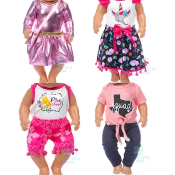 Oyuncak bebek giysileri Bebek baskı tulum + şapka 43 cm oyuncak yeni doğan bebek bebek aksesuarları 1