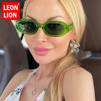 LeonLion 2021 Poligon Kare Güneş Kadınlar Marka Tasarımcısı Gözlük Kadınlar / Erkekler Küçük Çerçeve Gözlük Erkekler Lentes De Sol Mujer 1