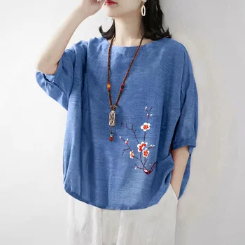 Yaz Üst Asya Tarzı Keten Giyim Kadınlar İçin Çin Geleneksel Giyim Gömlek Kadın Etnik Giyim Vintage Tang Takım Elbise Hanfu 1