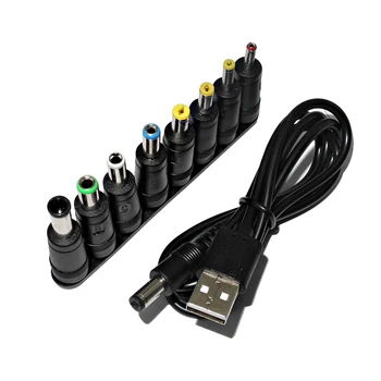 USB Evrensel DC Güç Kablosu 8 + 1 adet 5.5*2.1 mm Dc jack konnektörü Dc güç kaynağı adaptörü Led Şerit İşıklar için Mini Projektör 1