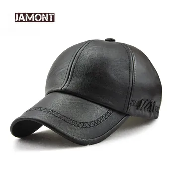 JAMONT Erkekler beyzbol şapkası Deri Moda Yüksek Kaliteli Rahat Marka Yaz Katı Pu Deri Snapback Şapka Kemik Masculino Toptan 1