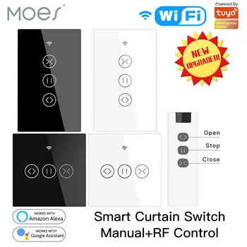 Moes WiFi RF433 Akıllı Dokunmatik perde stor perde Motor Anahtarı Tuya Akıllı Yaşam App Uzaktan Kumanda Alexa ile Çalışmak Google Ev ABD 1