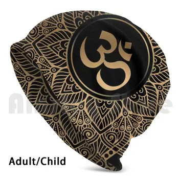 Altın Mandala Bere Hedging Kap DIY Baskı Yastık Altın Altın Mandala Om Yoga Aum Ohm Kına 1