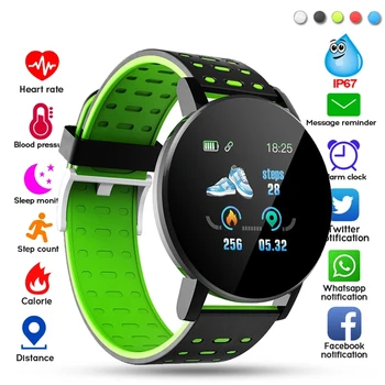 Akıllı saat Erkekler Kan Basıncı Su Geçirmez Smartwatch Kadınlar nabız monitörü Spor İzci İzle Spor Android IOS 119 artı 1