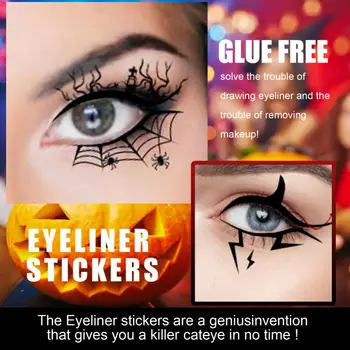 Cadılar bayramı Eyeliner Sticker Korku Örümcek Yarasa Dekoratif Eyeliner Göz Farı Moda Parti Makyaj Araçları Yaratıcı Parti Makyaj 1