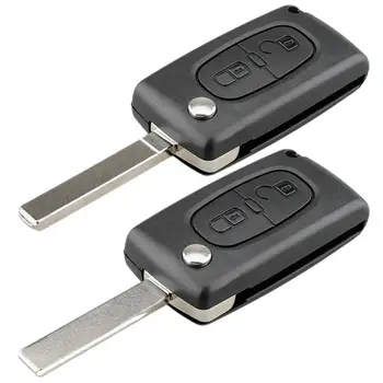 Araba Aksesuarları 2 Düğme Çevirme Katlanır Uzaktan Anahtar Fob Vaka Boş Araba Anahtarı Kabuk Peugeot 207 307 için 1