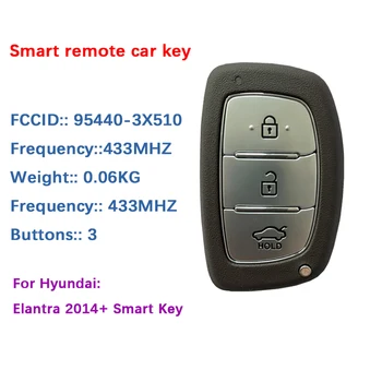 CN020001 Satış Sonrası 3 Düğme akıllı anahtar Hyundai Elantra 2014 + Uzaktan DVI-MDFGE03 PCF7952A 433MHz 95440-3X510 Anahtarsız Gitmek 1