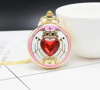 Vintage Japonya Anime Sailor Moon cep saati Kolye Elmas Altın Fob Kuvars Saat Zincir Kolye Sevimli Hediye Kadın Hediye İçin 1