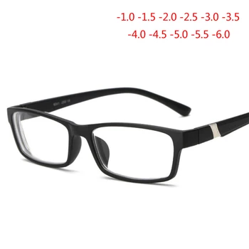 Siyah Çerçeve Kare Bitmiş Miyopi Gözlük Unisex Öğrenci Miyop Reçete Gözlük Diyoptri - 1.0-1.5-6.0 1