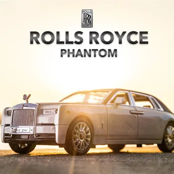 1/24 Rolls Royce Phantom Alaşım pres döküm model araba Oyuncak Geri Çekin Ses Ve ışık Kauçuk Lastik Metal Araç Gövde Oyuncaklar çocuklar İçin 1