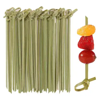 100 Adet Tek Kullanımlık Bambu Kravat Bambu Düğüm Seçtikleri 4.72 İnç Meze, Sandviç, kokteyl İçecekler Şiş Kürdan