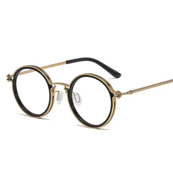 Retro Anti mavi ışık yuvarlak optik Metal gözlük çerçeveleri erkek kadın moda bilgisayar gözlük 50728 1