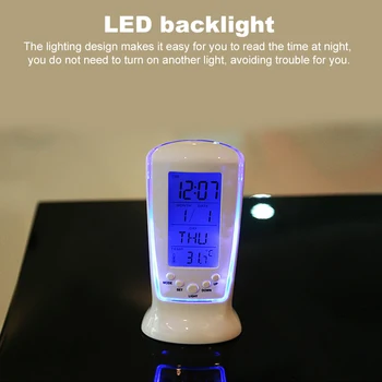 Çalar saat LED Aydınlatmalı Dijital 12 H / 24 H Ayarlanabilir Saatler Takvim Şarkı Geri Sayım Kronometre Ev Oturma Odası 1