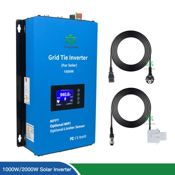 1000W 2000W Güneş İnvertör Sınırlayıcı Sensörü MPPT şebeke bağlantı invertörü Dönüştürücü LCD 110V 220V AC İçin 36 60 72 96 144 PV Hücreleri 1