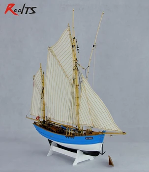 ahşap gemi kiti ölçekli 1/50 Fransız balıkçı teknesi kiti ahşap yelkenli balıkçı gemisi modeli Lucy 1