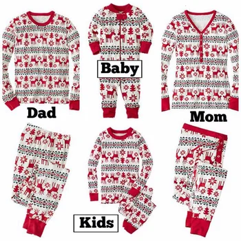 Noel Pijama Aile Eşleştirme 2021 Anne Kızı Pijama Seti Uzun Kollu Kıyafeti Kıyafetler Çocuk Kostümleri Yeni Yıl 1