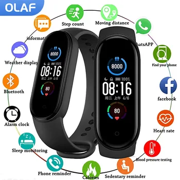 Olaf M5 Akıllı Bant Su Geçirmez Spor akıllı saat Erkek Kadın Kan Basıncı nabız monitörü Spor Bilezik Android IOS İçin 1