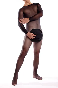 Erkekler Bodysuit Seksi Örgü Ince Kadife Yüksek Elastik Bar kulübü Dans Parti Bodystockings Erkek Şekil giyim vücut çorabı Retro 220508 1