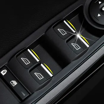 Paslanmaz Çelik Araba Pencere Kaldırma Trim Pencere Kaldırma Düğmeleri Decocation Çıkartmalar Ford Focus 3 için MK3 4 MK4 2012 - 2017 1