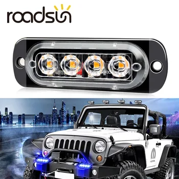 roadsun LED acil durum ışıkları 4LED flaşlı uyarı lambası tehlike ışık çubuğu araba kamyon Off Road ATV SUV yüzey montaj 12V 1